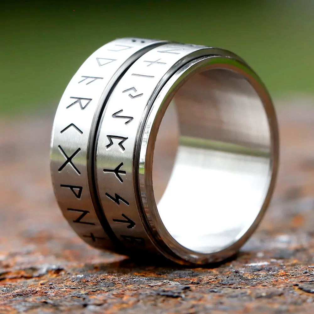 Rotatable Nordic Runic Ring